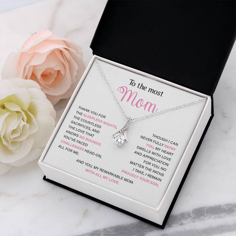 To The Most Mom Best Mother’s Day Jewelry Gift Birthday Necklace Gift Anniversary Necklace Gift Thoughtful Christmas Necklace Gift Appreciation Jewelry Gift Special Necklace Gift Special Pendant Necklace Gift Jewelry Gift With Message Card