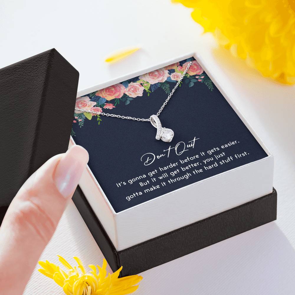 Don't Quit Meaningful Gift Don't Quit Necklace Supportive Gift You Are Strong Necklace Cancer Survivor Jewelry Stronger Necklace Braver Necklace Breast Cancer Necklace For Soulmate Motivational Jewelry Emotional Connection Necklace Never Give Up Necklace