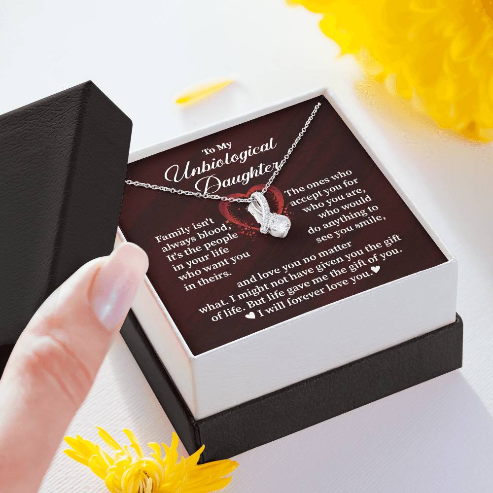 Unbiological Daughter Necklace Gift with Card