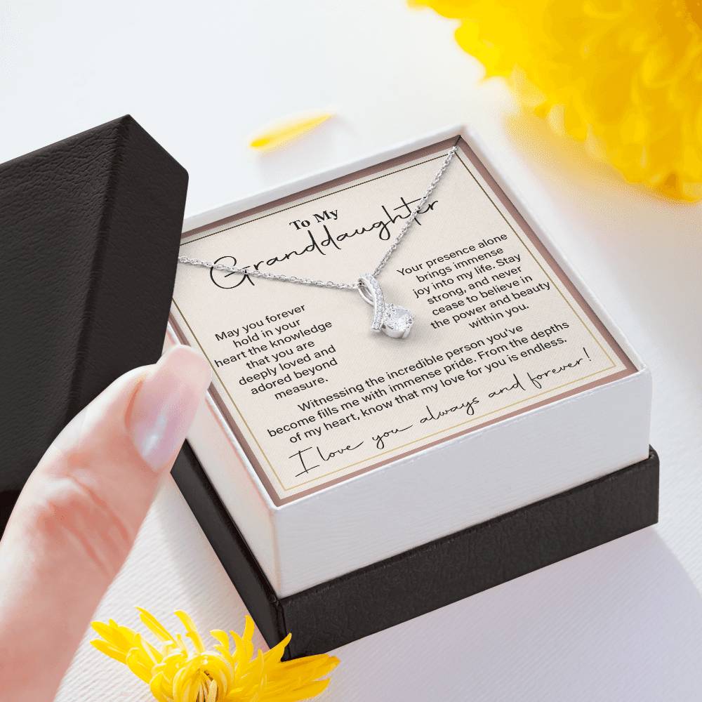 Granddaughter Gift Necklace with Heartfelt Love Message