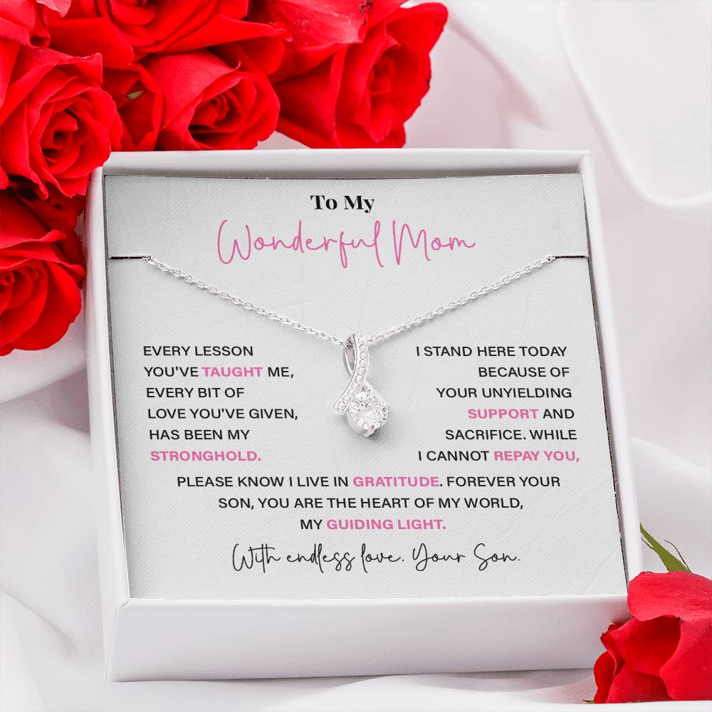 To My Wonderful Mom Thoughtful Birthday Necklace For Mom Best Mother’s Day Gift Christmas Necklace Heartfelt Anniversary Necklace Heartfelt Anniversary Necklace