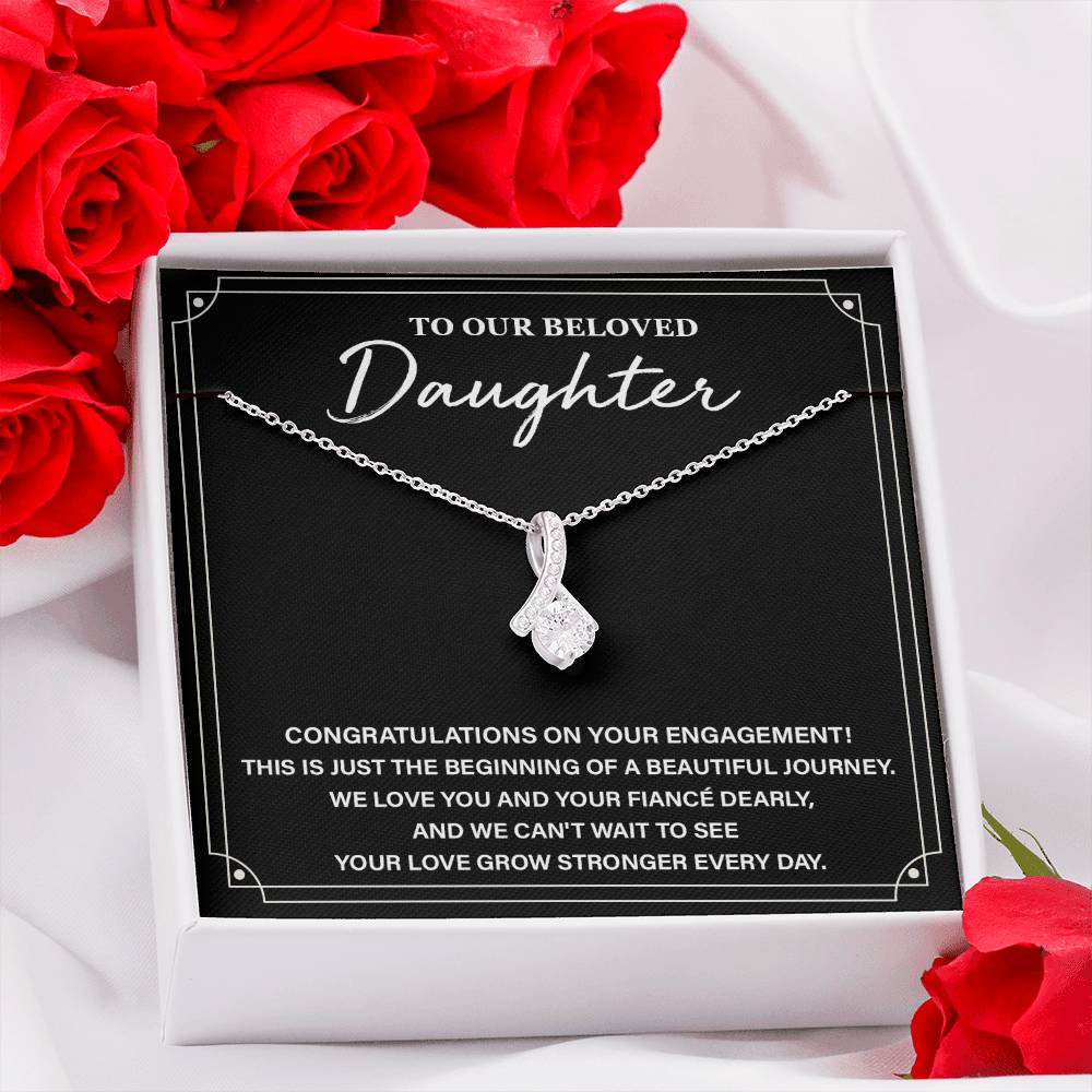 To Our Beloved Daughter Daughter Engagement Necklace Sentimental Gift For Daughter’s Engagement Jewelry Gift For Daughter’s Engagement Daughter’s Special Day Necklace Emotional Engagement Gift For Daughter Wedding Journey Gift For Daughter