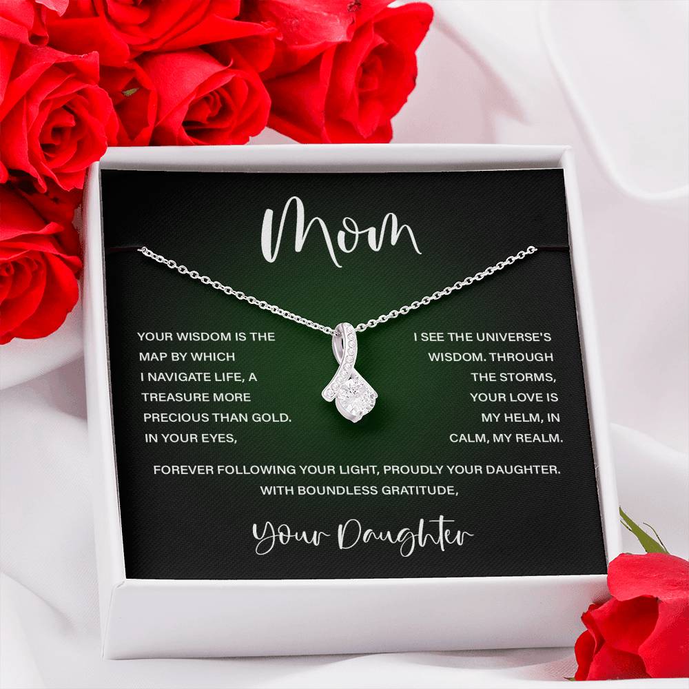 Mom Necklace from Daughter – Wisdom & Gratitude Gift with Message Card