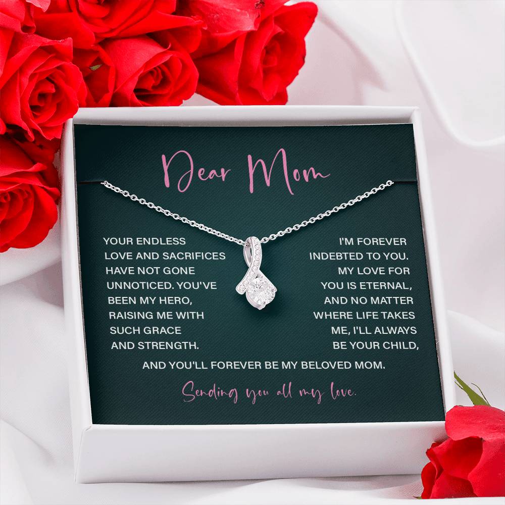 Dear Mom Mother’s Day Necklace For Mom Sentimental Birthday Gift Sentimental Anniversary Gift Christmas Jewelry Gift Best Thank You Gift  Special Necklace Jewelry Gift With Message Card