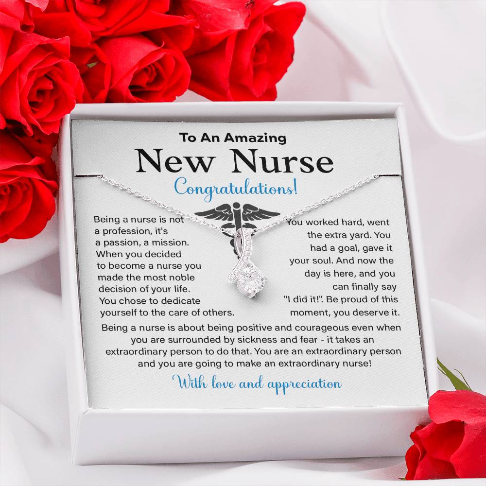New Nurse Necklace Gift with Congratulations Card