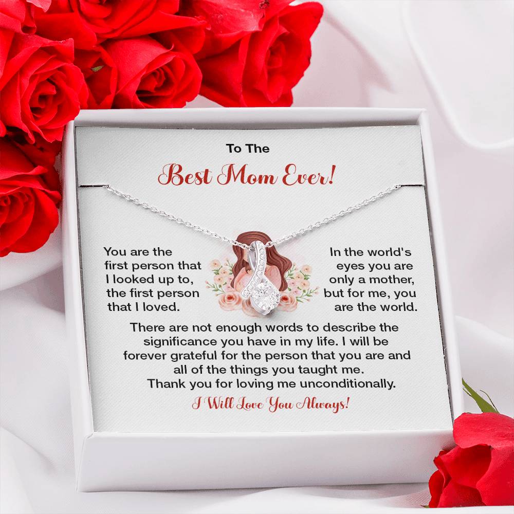 To The Best Mom Ever Heartfelt Necklace For Her Loving Jewelry For Mother's Day Sweet Pendant For Appreciation Thank You Gift For Love Sentimental Necklace Loving Pendant For A Special Connection Sentimental Pendant For A Wonderful Mom