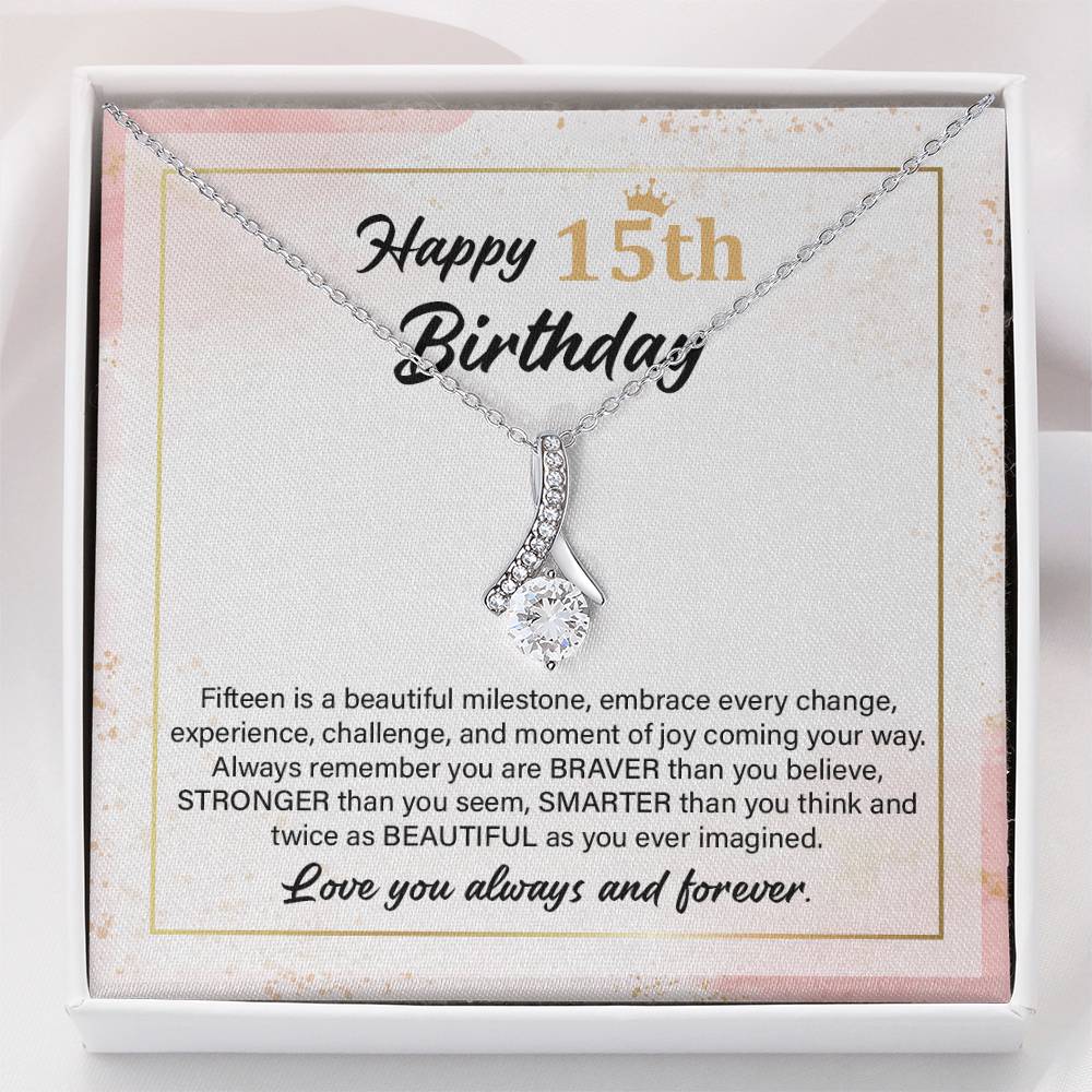 15th Birthday Necklace Gift with Inspirational Card