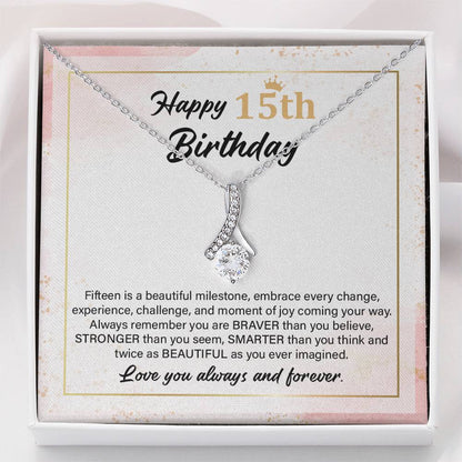 15th Birthday Necklace Gift with Inspirational Card