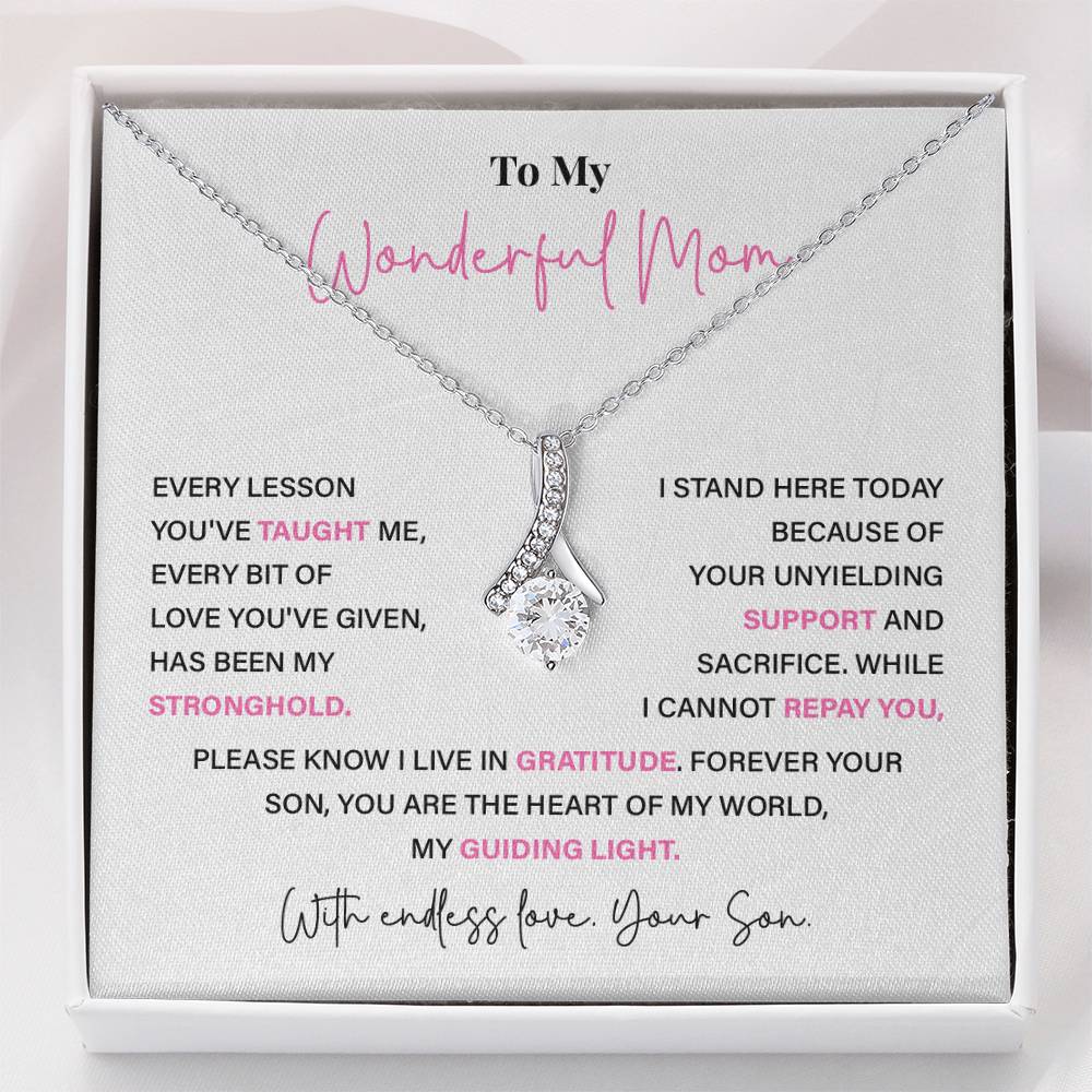 To My Wonderful Mom Thoughtful Birthday Necklace For Mom Best Mother’s Day Gift Christmas Necklace Heartfelt Anniversary Necklace Heartfelt Anniversary Necklace