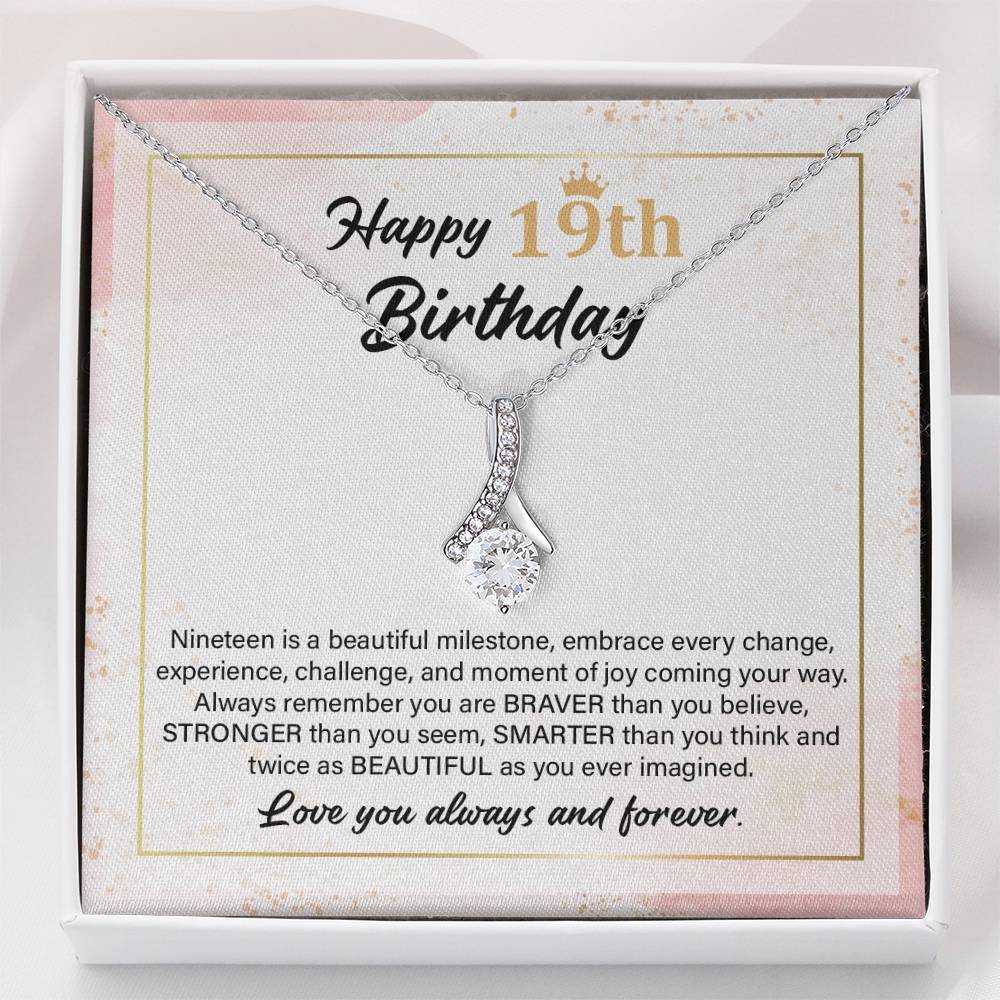 19th Birthday Necklace Gift with Inspirational Card