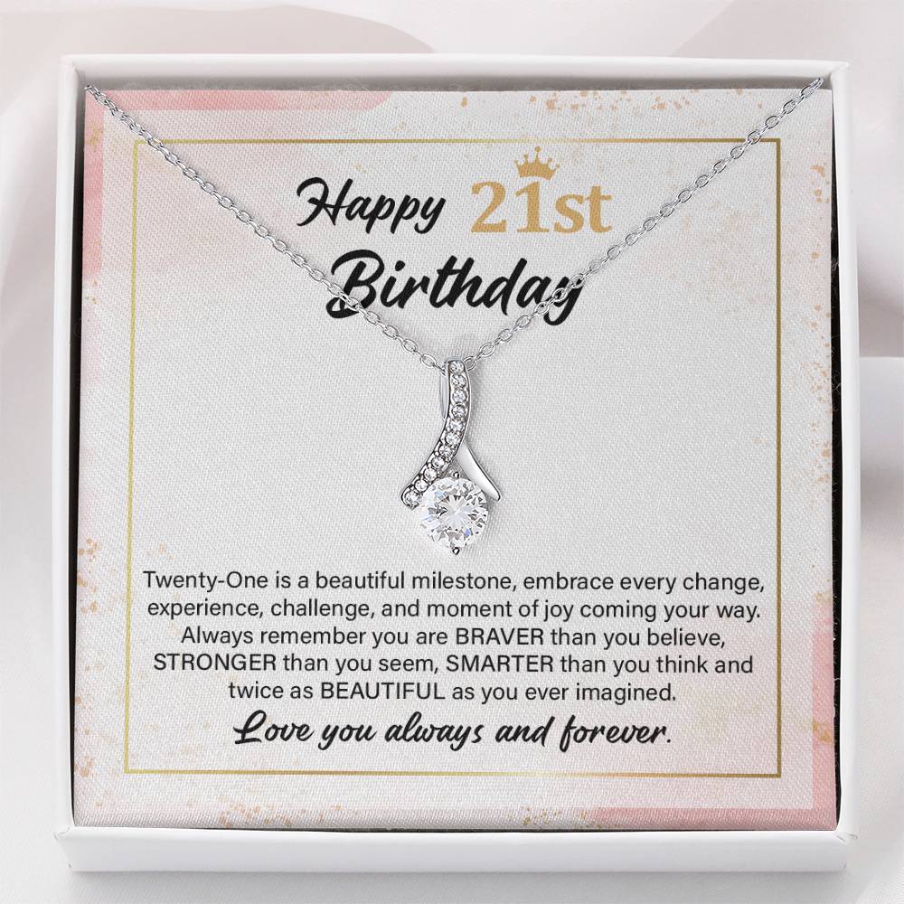 21st Birthday Necklace Gift with Heartfelt Message