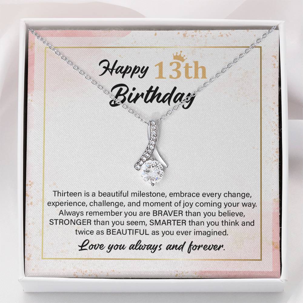 13th Birthday Necklace Gift with Inspirational Card