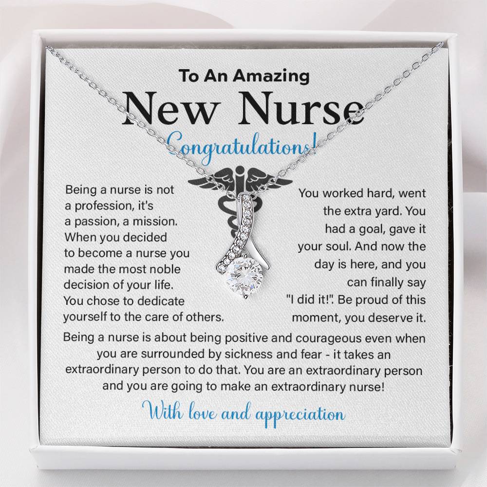 New Nurse Necklace Gift with Congratulations Card