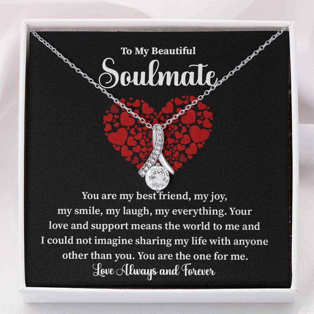 Soulmate Necklace Gift for Her with Love Note Card