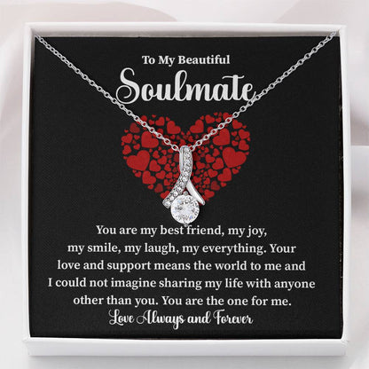 Soulmate Necklace Gift for Her with Love Note Card