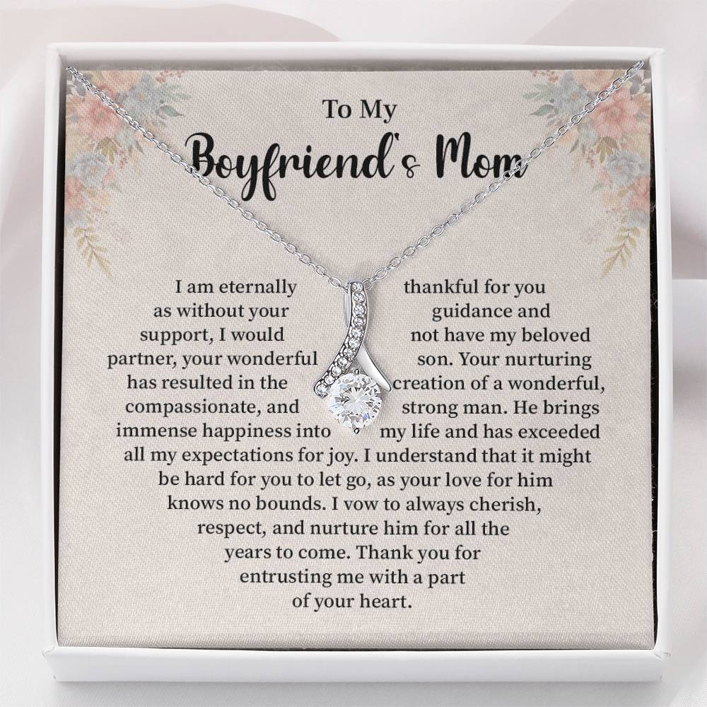 Boyfriend’s Mom Necklace Gift with Floral Card Design