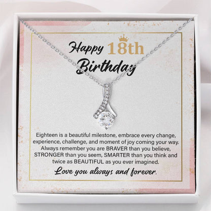 18th Birthday Necklace Gift with Motivational Card