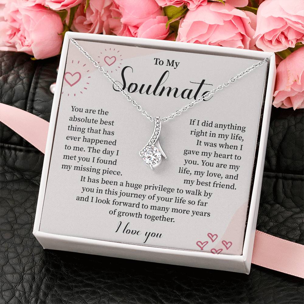 Romantic Soulmate Necklace for Her – Message Card Gift