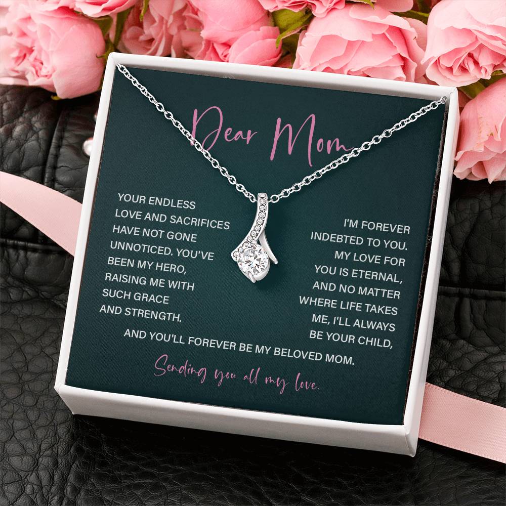 Dear Mom Mother’s Day Necklace For Mom Sentimental Birthday Gift Sentimental Anniversary Gift Christmas Jewelry Gift Best Thank You Gift  Special Necklace Jewelry Gift With Message Card