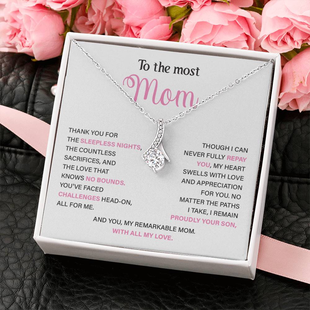 To The Most Mom Best Mother’s Day Jewelry Gift Birthday Necklace Gift Anniversary Necklace Gift Thoughtful Christmas Necklace Gift Appreciation Jewelry Gift Special Necklace Gift Special Pendant Necklace Gift Jewelry Gift With Message Card