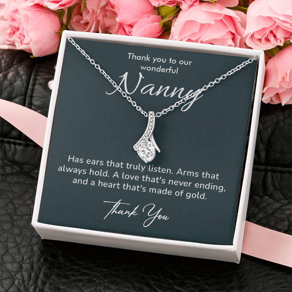 Nanny Necklace Thank You Gift with Heartfelt Message Card