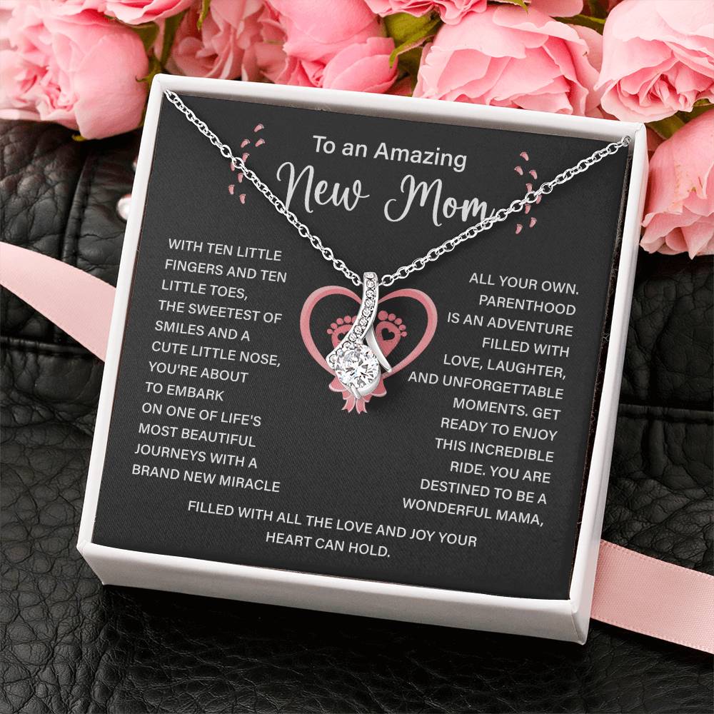 New Mom Necklace Gift with Message for Baby Shower