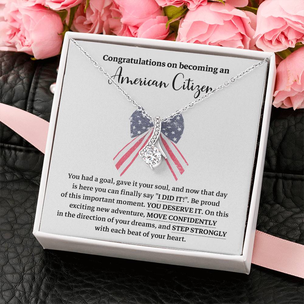 Congratulations Necklace For New American Citizen Necklace For New American Citizen Necklace With Citizenship Message  Gift For New American Adventure Necklace For U.s. Patriot Achievement Necklace For New U.s. Citizen Journey