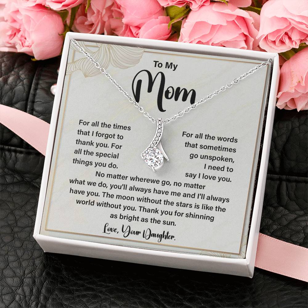 Daughter to Mom Necklace Gift with Message Card Box