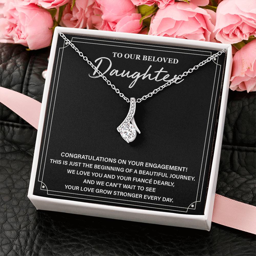 To Our Beloved Daughter Daughter Engagement Necklace Sentimental Gift For Daughter’s Engagement Jewelry Gift For Daughter’s Engagement Daughter’s Special Day Necklace Emotional Engagement Gift For Daughter Wedding Journey Gift For Daughter