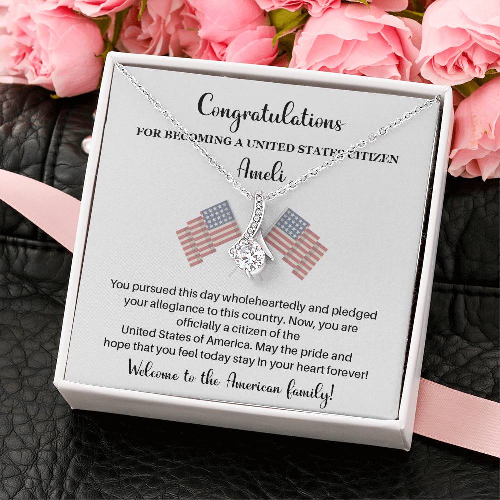 Congratulations Necklace For New U.s. Citizen Necklace For New U.s. Citizen Gift For New Citizen U.s. Citizenship Gift American Pride Necklace Gift For Newly Naturalized Citizen Welcome To America Gift Necklace For Becoming A U.s. Citizen