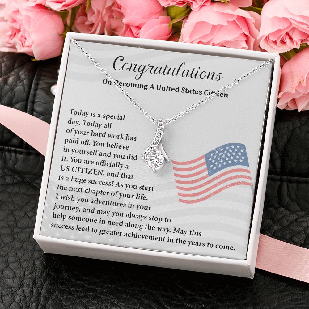 Congratulations Necklace For New U.s. Citizen Gift For New U.s. Patriot Necklace For New Journey As U.s. Citizen Gift For U.s. Citizenship Ceremony Necklace With Message Of Success Necklace For New Chapter In Life Gift For U.s. Patriot