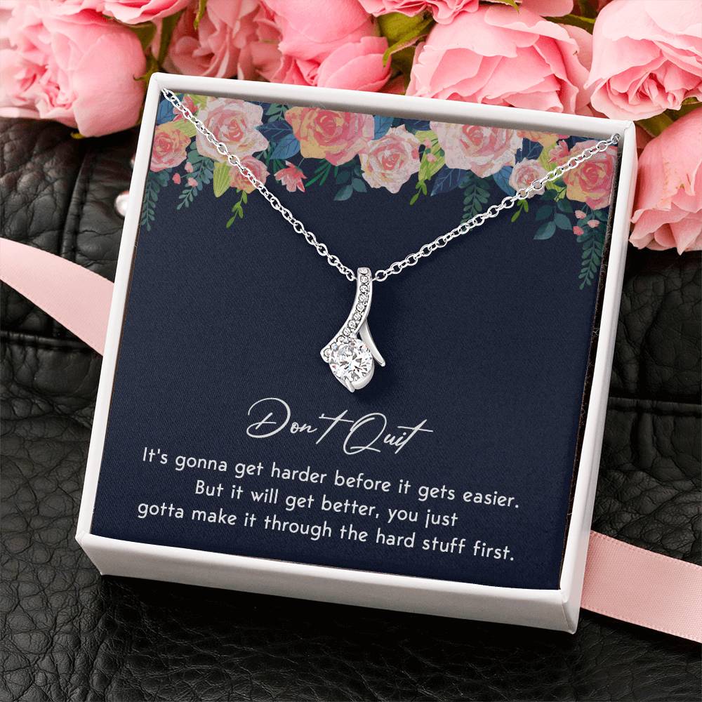 Don't Quit Meaningful Gift Don't Quit Necklace Supportive Gift You Are Strong Necklace Cancer Survivor Jewelry Stronger Necklace Braver Necklace Breast Cancer Necklace For Soulmate Motivational Jewelry Emotional Connection Necklace Never Give Up Necklace