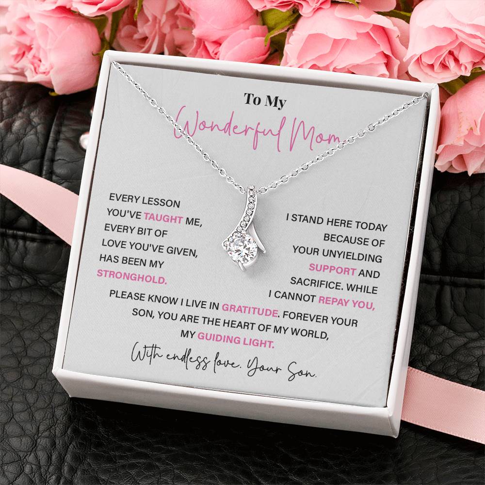 To My Wonderful Mom Thoughtful Birthday Necklace For Mom Best Mother’s Day Gift Christmas Necklace Heartfelt Anniversary Necklace Heartfelt Anniversary Necklace