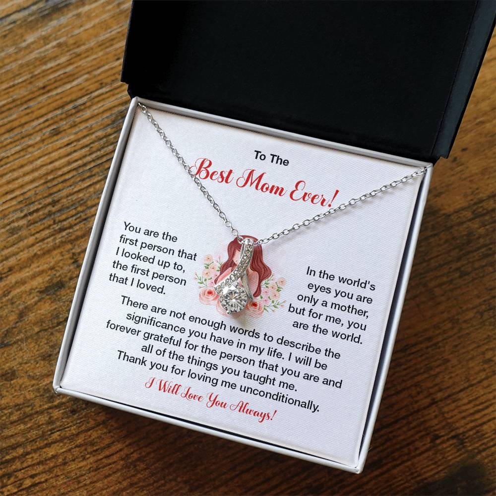 To The Best Mom Ever Heartfelt Necklace For Her Loving Jewelry For Mother's Day Sweet Pendant For Appreciation Thank You Gift For Love Sentimental Necklace Loving Pendant For A Special Connection Sentimental Pendant For A Wonderful Mom