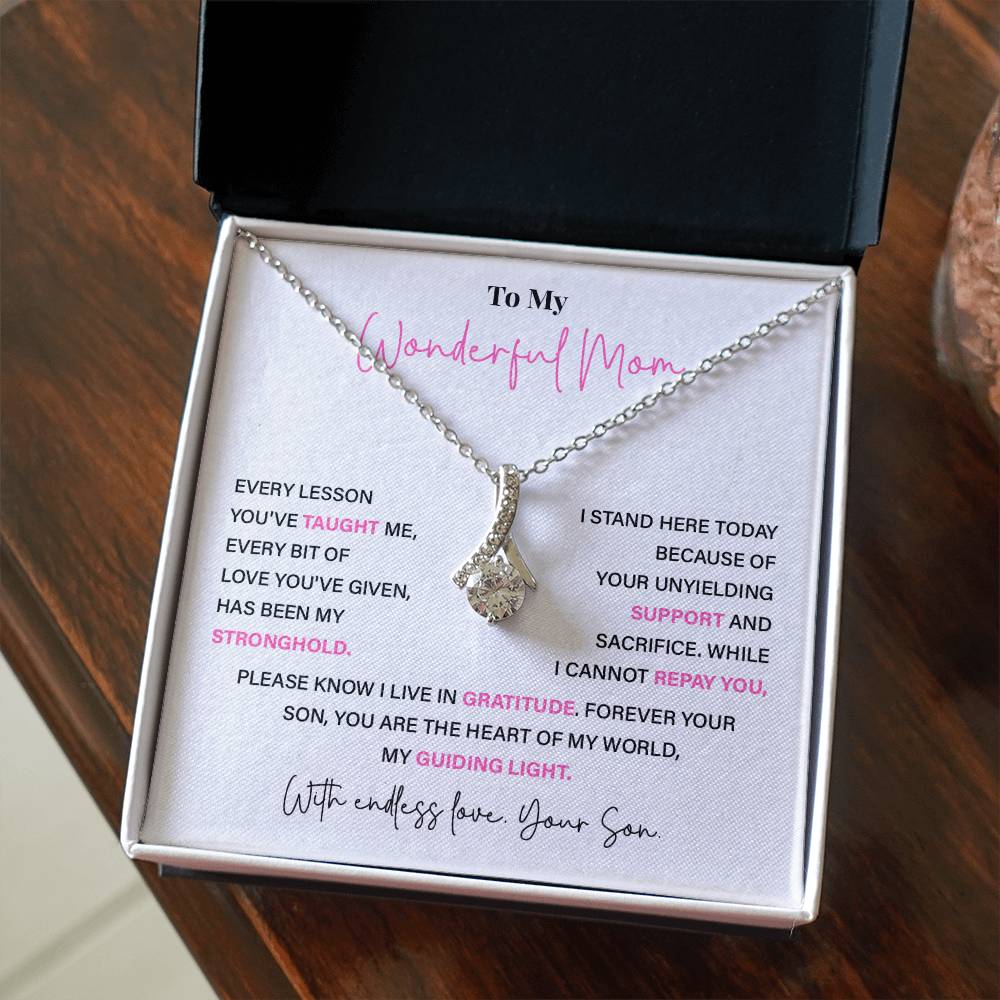 To My Wonderful Mom Thoughtful Birthday Necklace For Mom Best Mother’s Day Gift Christmas Necklace Heartfelt Anniversary Necklace Heartfelt Anniversary Necklace