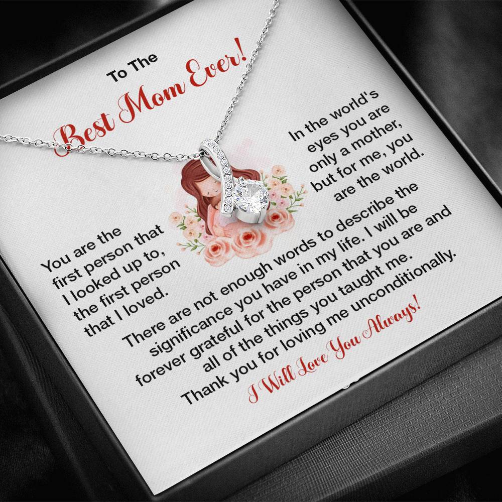 To The Best Mom Ever Heartfelt Necklace For Her Loving Jewelry For Mother's Day Sweet Pendant For Appreciation Thank You Gift For Love Sentimental Necklace Loving Pendant For A Special Connection Sentimental Pendant For A Wonderful Mom