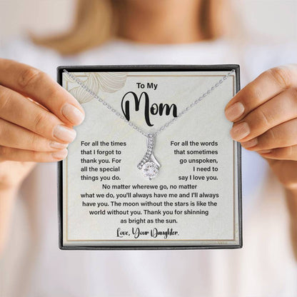 Daughter to Mom Necklace Gift with Message Card Box