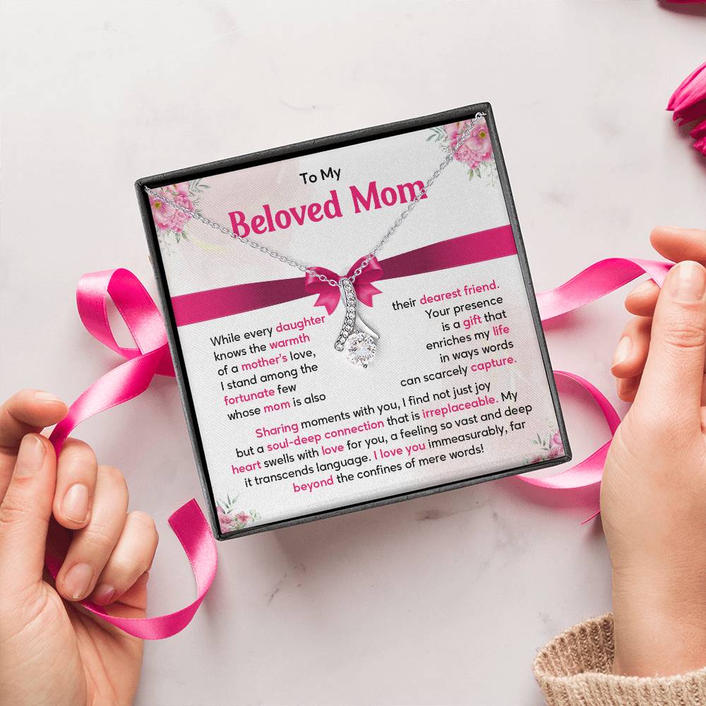 Mother Daughter Necklace Gift with Heartfelt Message Card