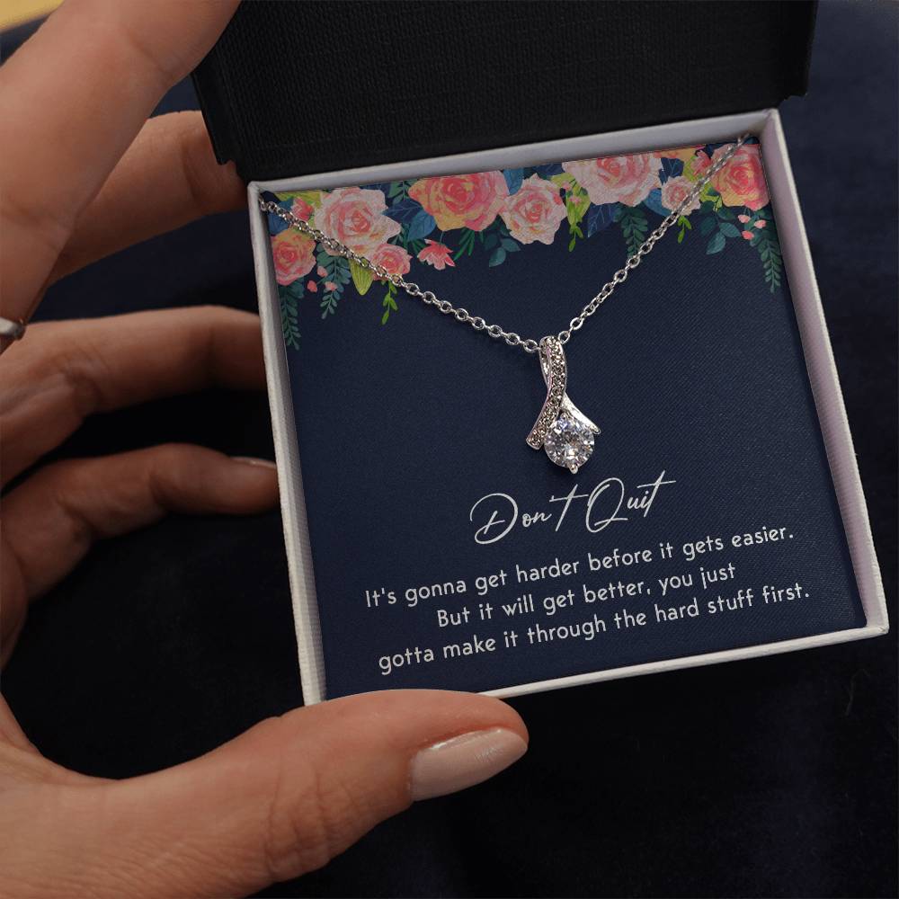 Don't Quit Meaningful Gift Don't Quit Necklace Supportive Gift You Are Strong Necklace Cancer Survivor Jewelry Stronger Necklace Braver Necklace Breast Cancer Necklace For Soulmate Motivational Jewelry Emotional Connection Necklace Never Give Up Necklace