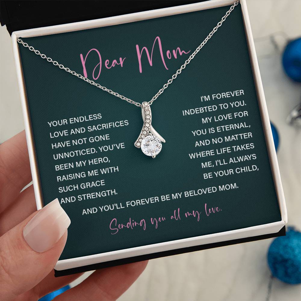 Dear Mom Mother’s Day Necklace For Mom Sentimental Birthday Gift Sentimental Anniversary Gift Christmas Jewelry Gift Best Thank You Gift  Special Necklace Jewelry Gift With Message Card