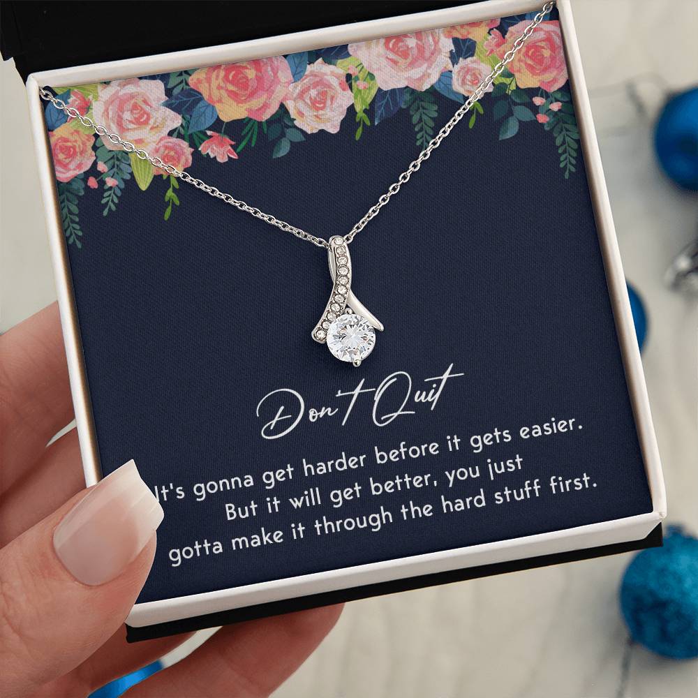 Don't Quit Meaningful Gift Don't Quit Necklace Supportive Gift You Are Strong Necklace Cancer Survivor Jewelry Stronger Necklace Braver Necklace Breast Cancer Necklace For Soulmate Motivational Jewelry Emotional Connection Necklace Never Give Up Necklace