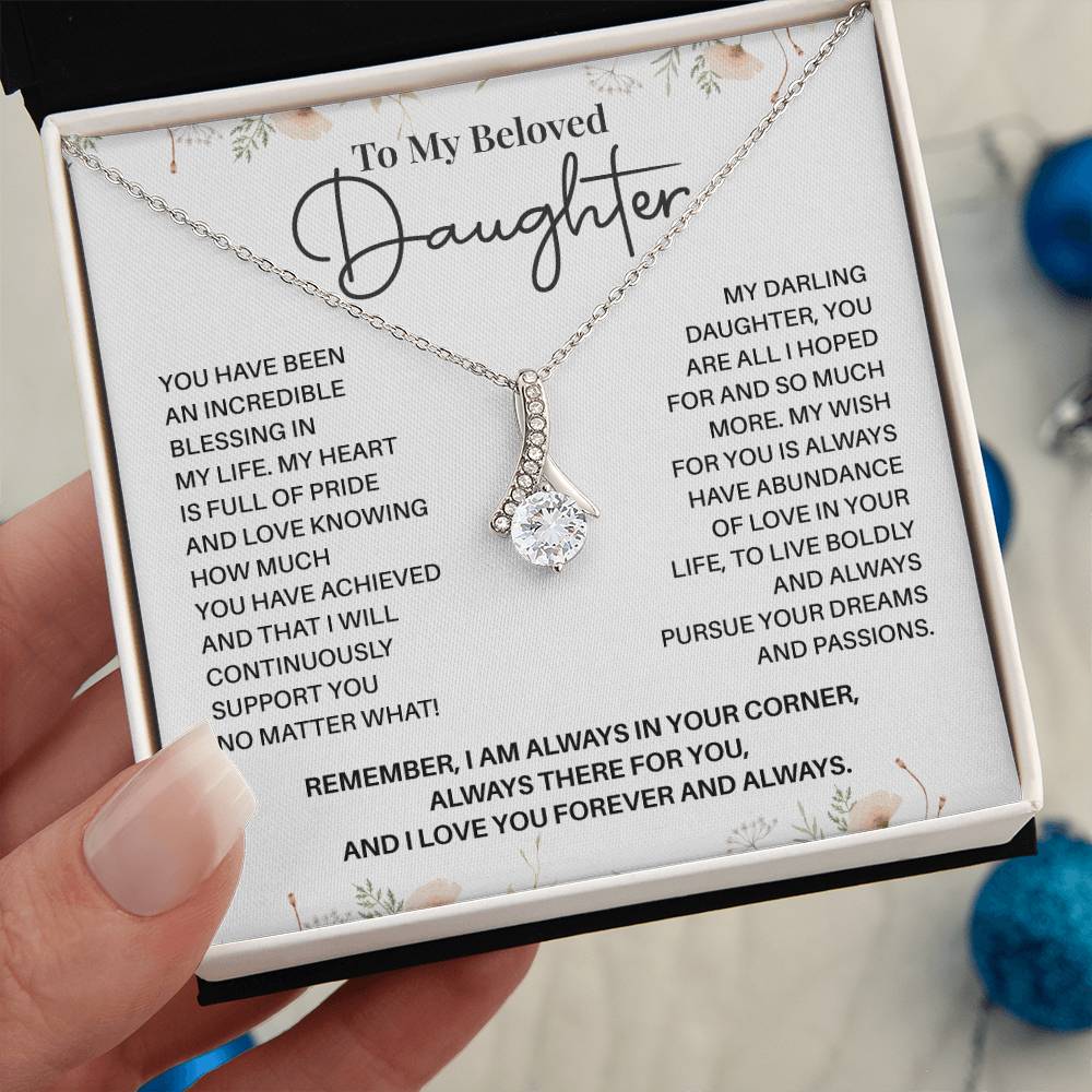 Beloved Daughter Gift Necklace with Message Card