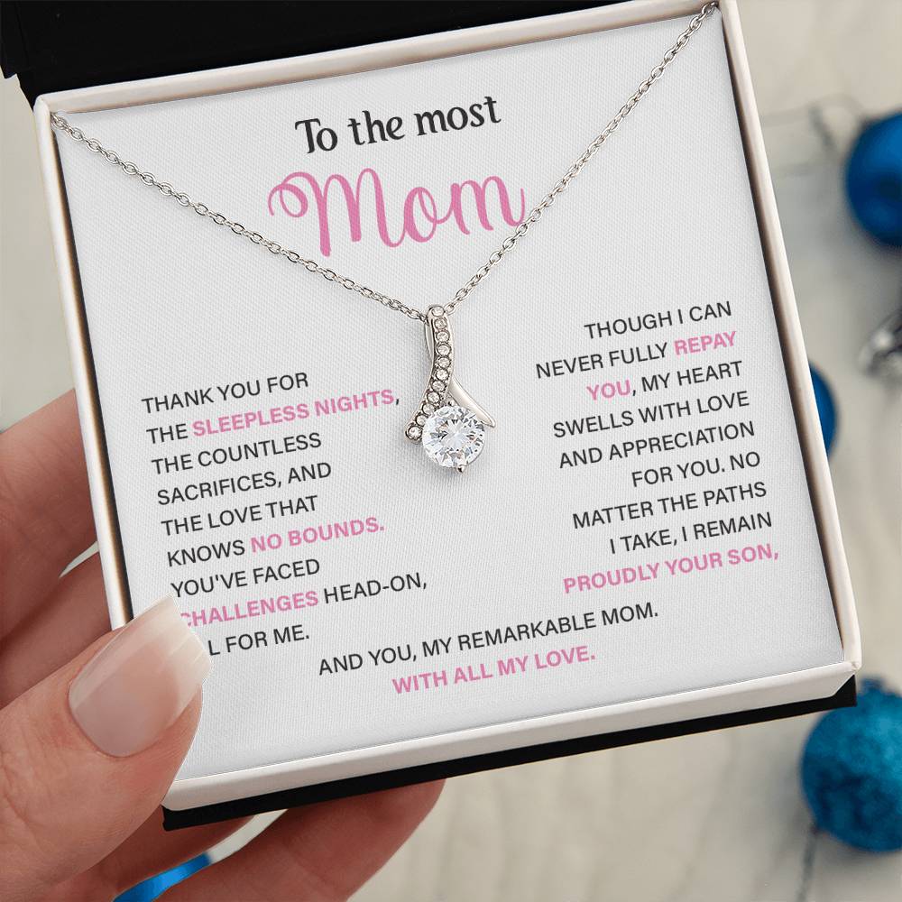 To The Most Mom Best Mother’s Day Jewelry Gift Birthday Necklace Gift Anniversary Necklace Gift Thoughtful Christmas Necklace Gift Appreciation Jewelry Gift Special Necklace Gift Special Pendant Necklace Gift Jewelry Gift With Message Card