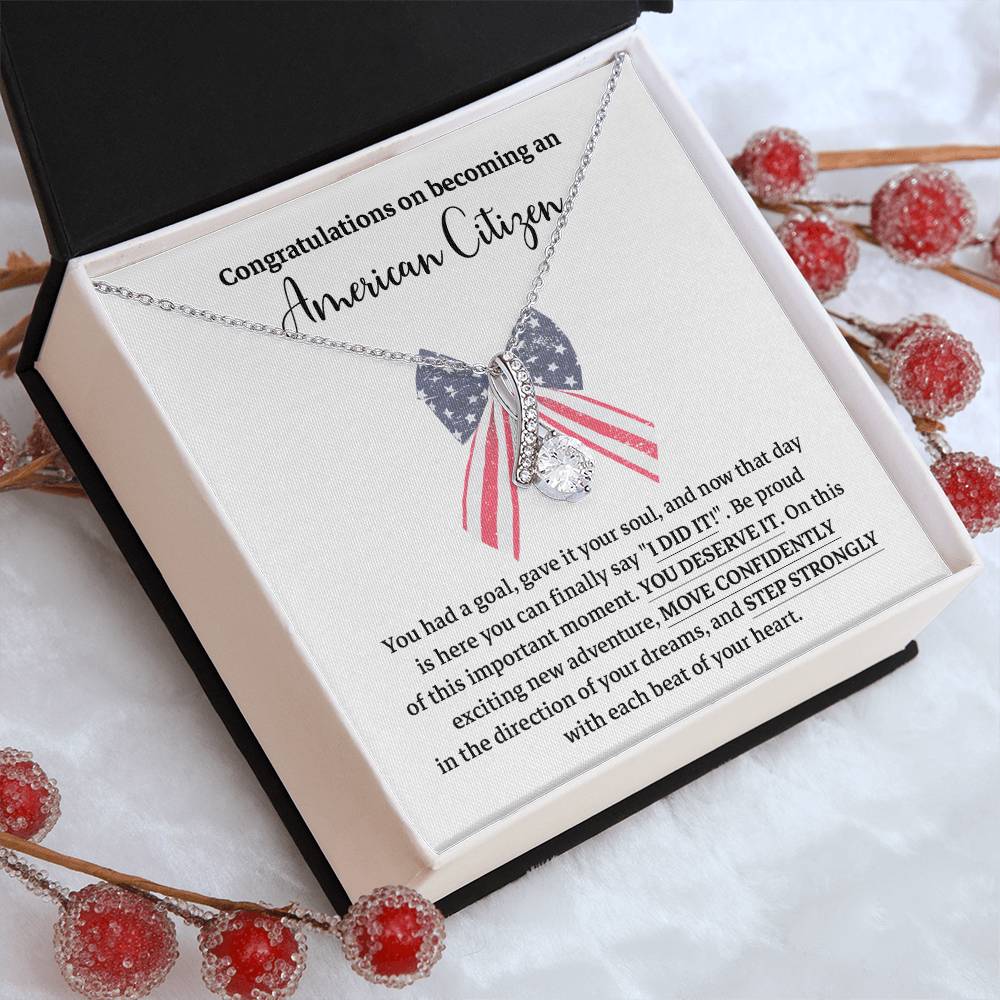 Congratulations Necklace For New American Citizen Necklace For New American Citizen Necklace With Citizenship Message  Gift For New American Adventure Necklace For U.s. Patriot Achievement Necklace For New U.s. Citizen Journey