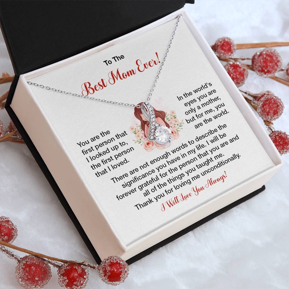 To The Best Mom Ever Heartfelt Necklace For Her Loving Jewelry For Mother's Day Sweet Pendant For Appreciation Thank You Gift For Love Sentimental Necklace Loving Pendant For A Special Connection Sentimental Pendant For A Wonderful Mom