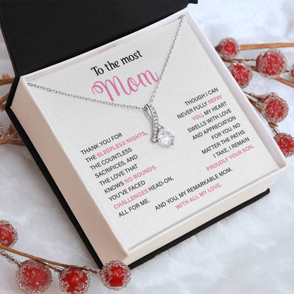 To The Most Mom Best Mother’s Day Jewelry Gift Birthday Necklace Gift Anniversary Necklace Gift Thoughtful Christmas Necklace Gift Appreciation Jewelry Gift Special Necklace Gift Special Pendant Necklace Gift Jewelry Gift With Message Card