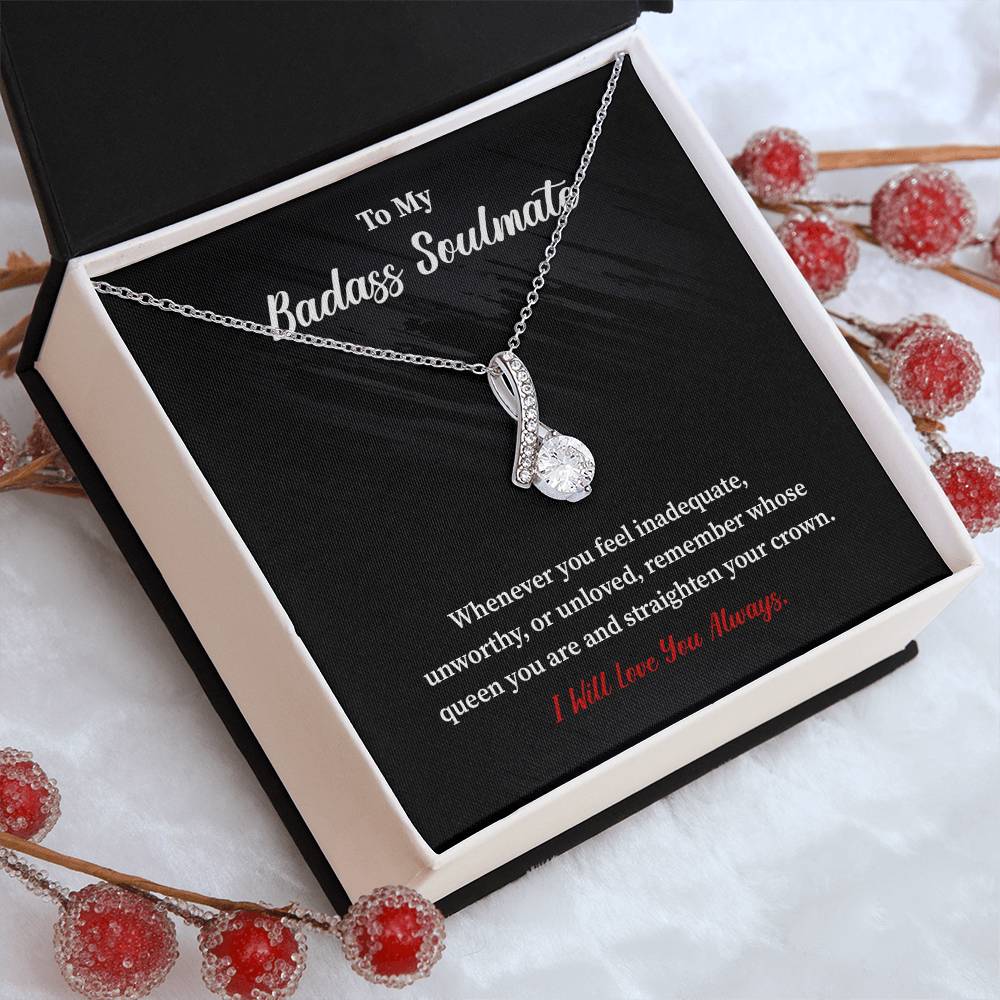 Soulmate Necklace Gift for Her with Bold Message Card