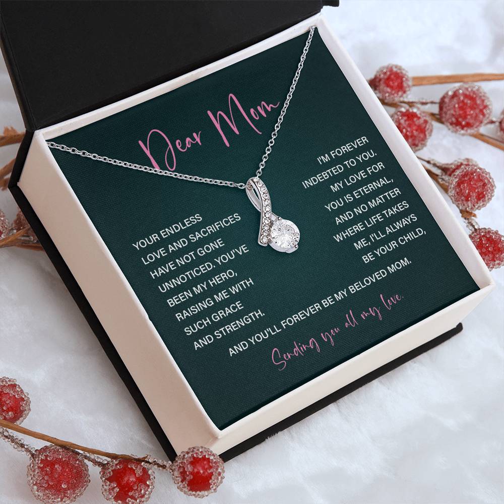 Dear Mom Mother’s Day Necklace For Mom Sentimental Birthday Gift Sentimental Anniversary Gift Christmas Jewelry Gift Best Thank You Gift  Special Necklace Jewelry Gift With Message Card