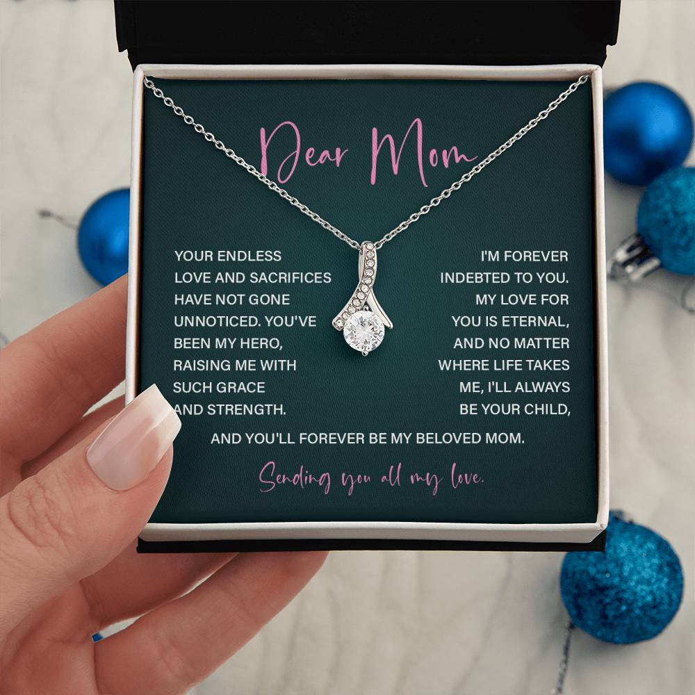 Dear Mom Mother’s Day Necklace For Mom Sentimental Birthday Gift Sentimental Anniversary Gift Christmas Jewelry Gift Best Thank You Gift  Special Necklace Jewelry Gift With Message Card