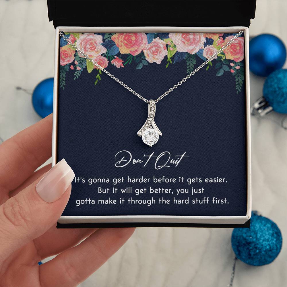 Don't Quit Meaningful Gift Don't Quit Necklace Supportive Gift You Are Strong Necklace Cancer Survivor Jewelry Stronger Necklace Braver Necklace Breast Cancer Necklace For Soulmate Motivational Jewelry Emotional Connection Necklace Never Give Up Necklace